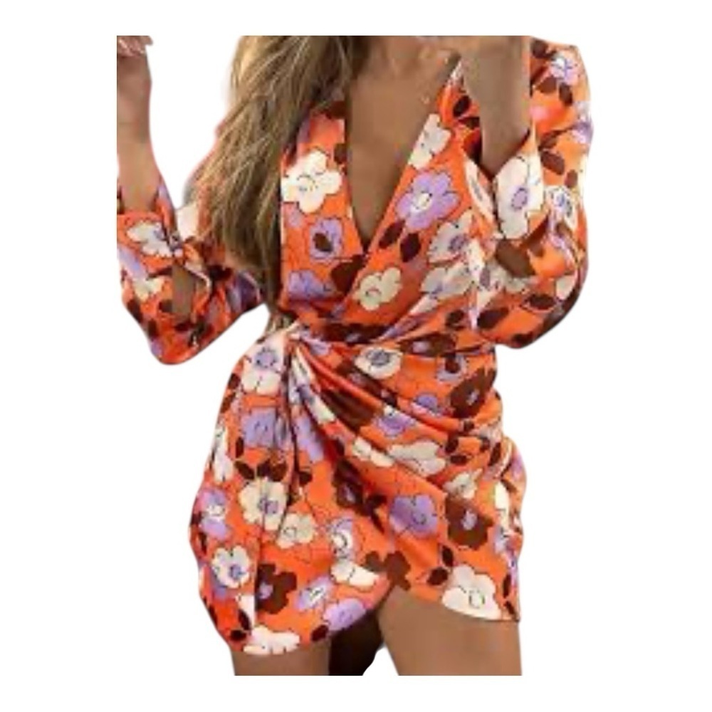 Zara Orange and Purple Floral Robe